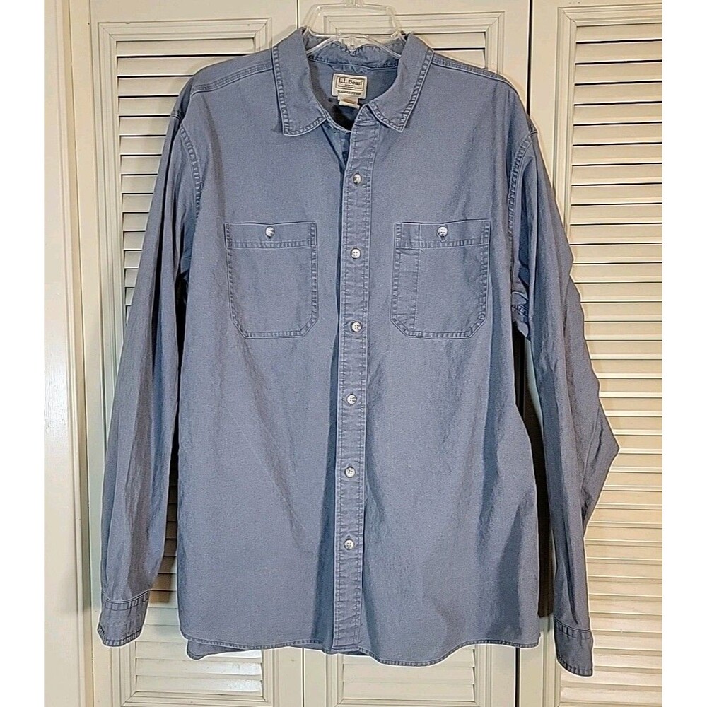 L.L. Bean Vtg Denim Button-Up Shirt Mens XL 100% Cotton Slightly Fitted #507483